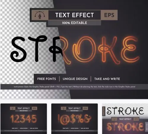 Shine Stroke Editable Text Effect - 278451321