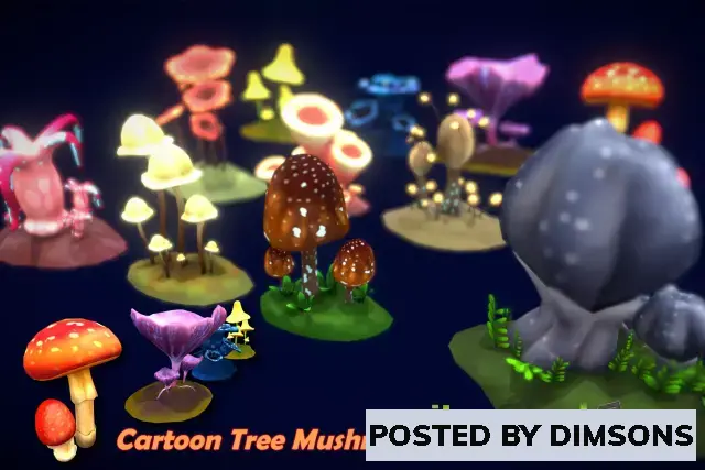 Unity 3D-Models Cartoon Tree Mushroom v4.27+