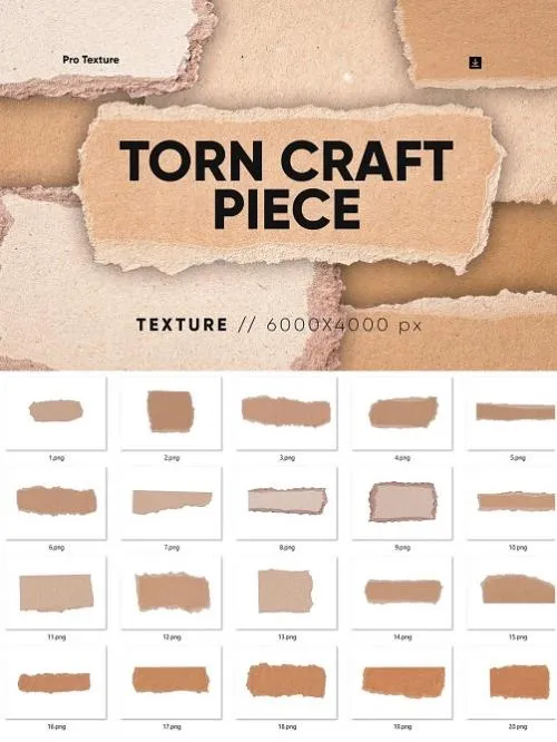 20 Torn Craft Pieces Texture HQ - 279700332