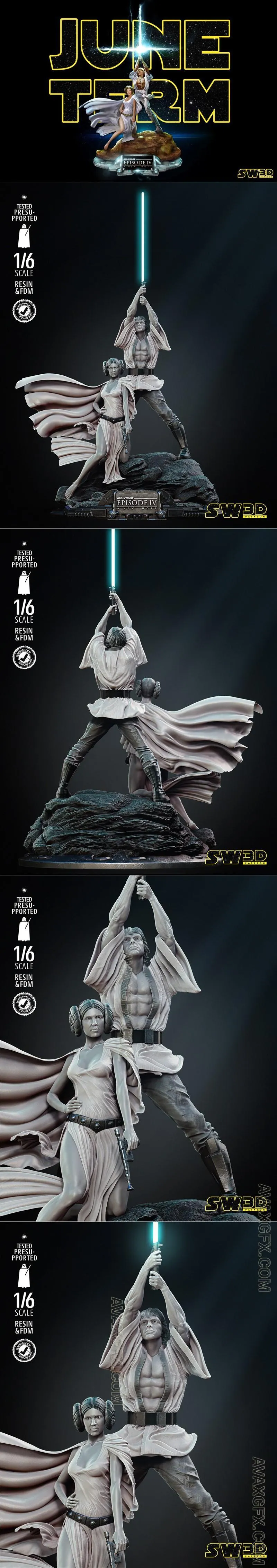 SW3D - Diorama Luke & Leia - STL 3D Model