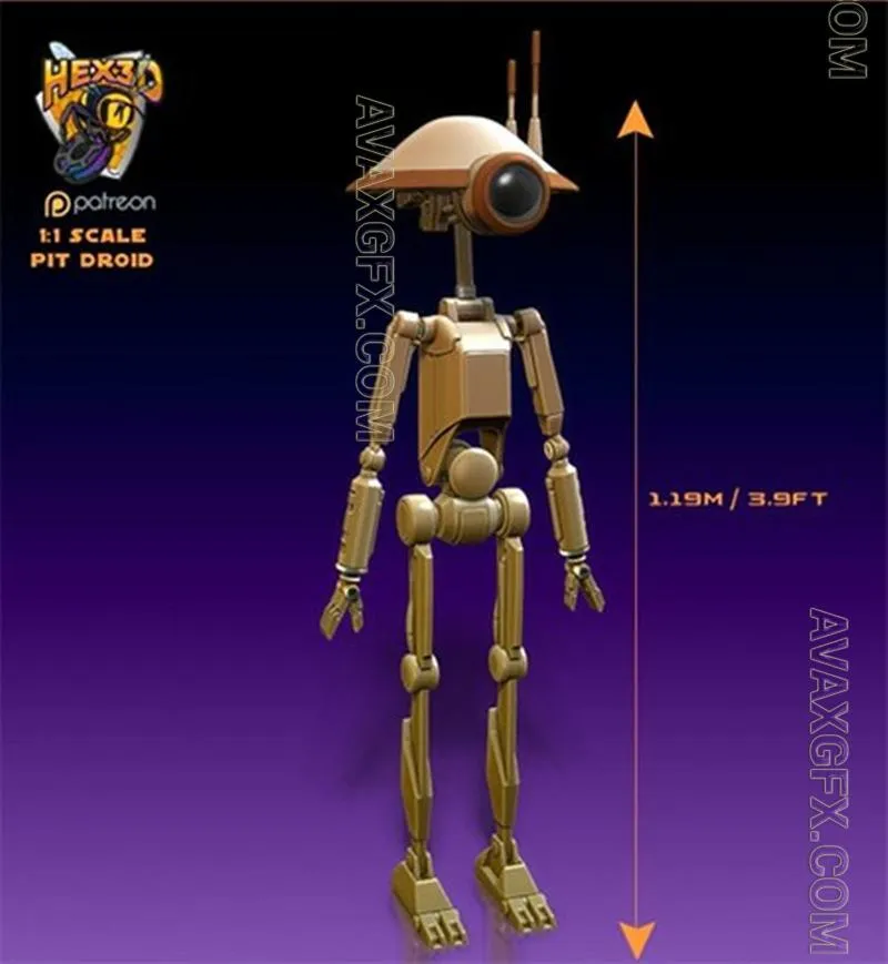 Hex3D - Pitdroid (DUM Series) - STL 3D Model