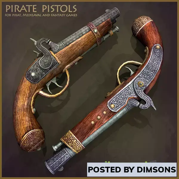 Unity 3D-Models 2 Pirate Pistols v2.0