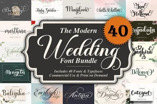 The Modern Wedding Font Bundle - 40 Premium Fonts