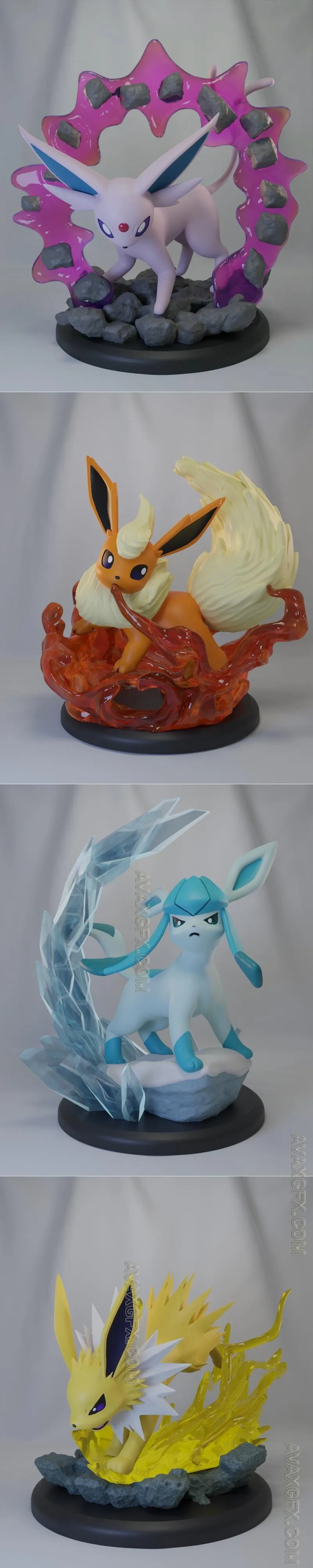 Espeon and Flareon and Glaceon and Jolteon - STL 3D Model