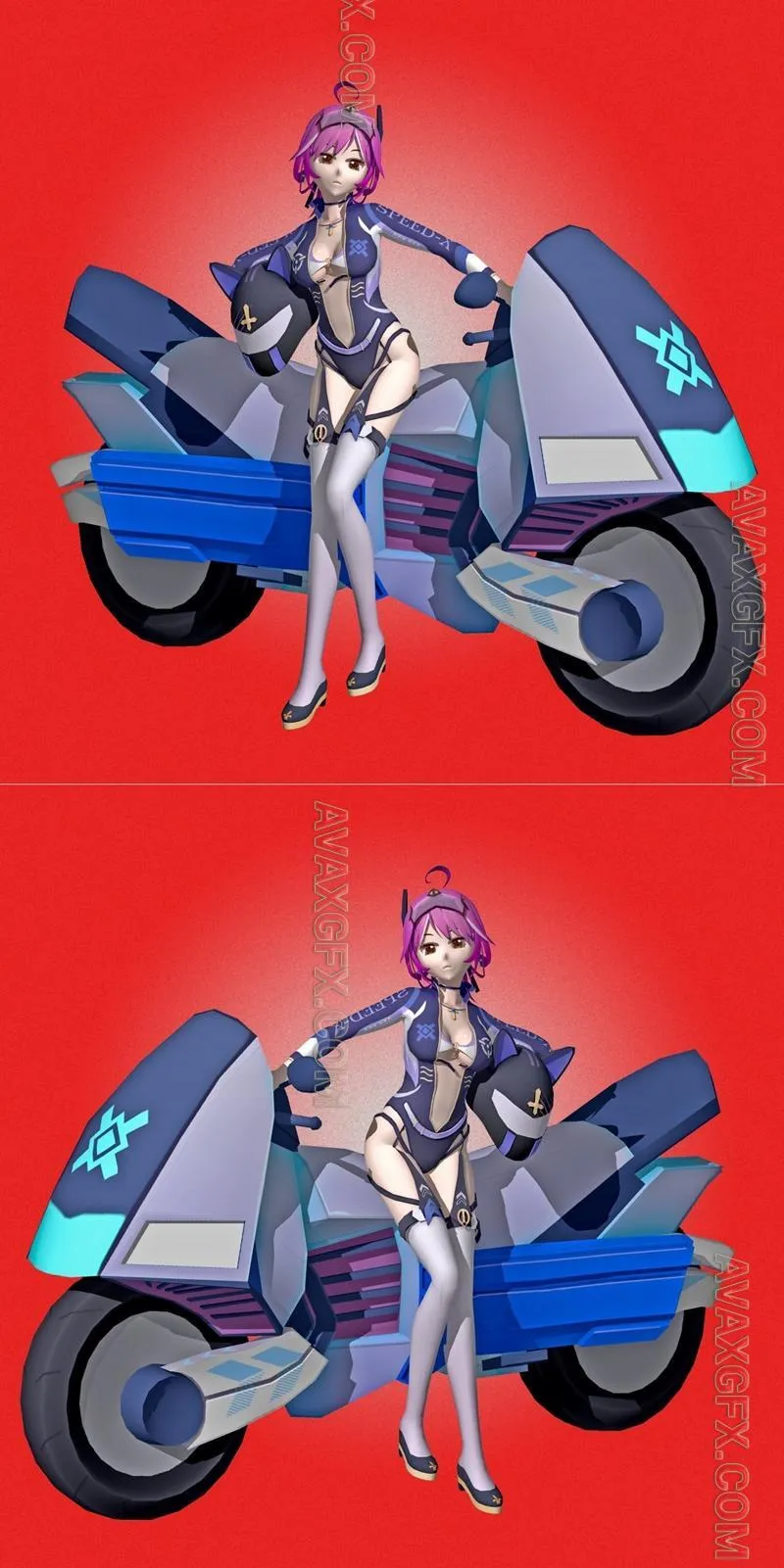Racer Anime Girl - STL 3D Model