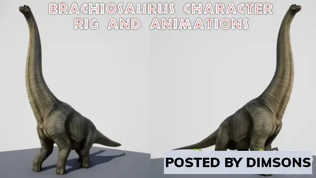 Unreal Engine Characters Brachiosaurus Dinosaur Character Rig and Animations v4.27+