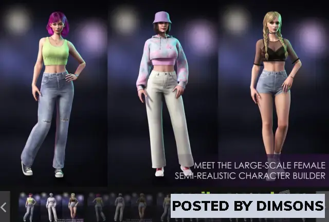 Unreal Engine Characters Casual Wear Girls Pack 1 - Streetwear Modern Realistic Stylized Woman Ch...