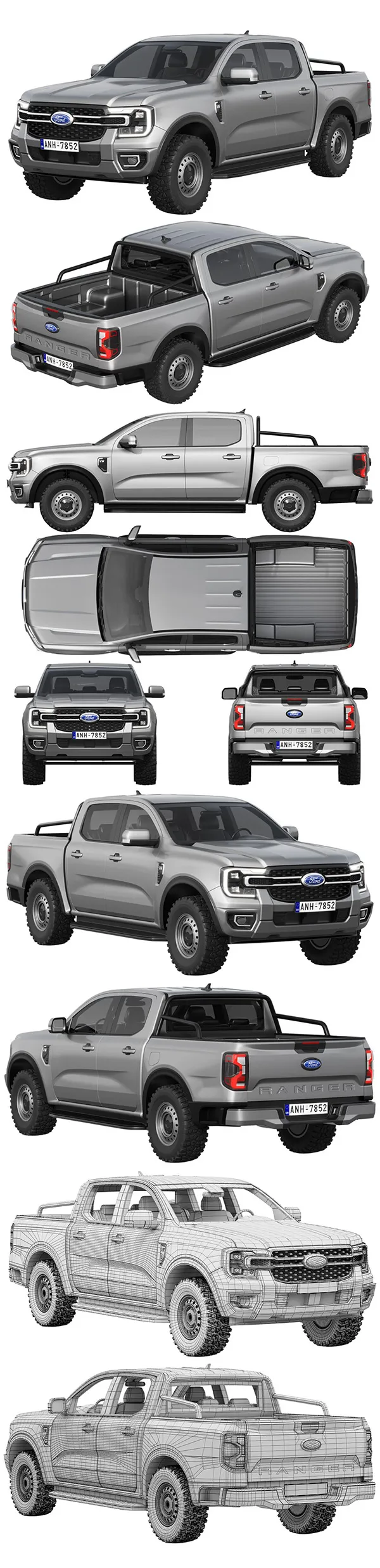 Ford Ranger XLT 2023 3D Model