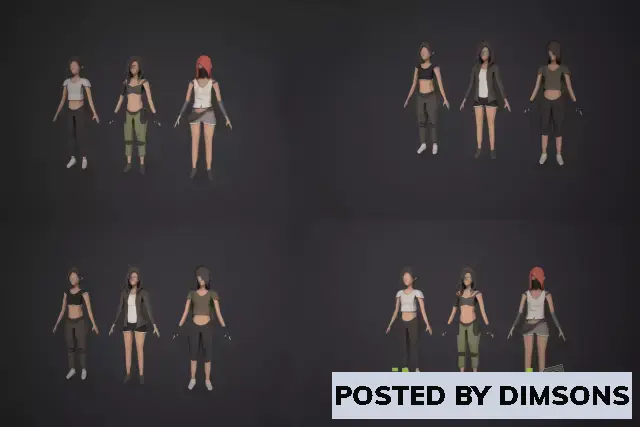 Unity 3D-Models LOW POLY CHARACTERS CUSTOMIZABLE/MODULAR ( MALE AND FEMALE ) v1.3