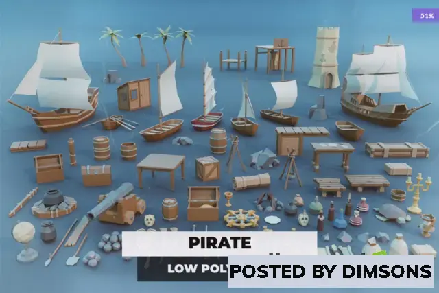 Unity 3D-Models Pirate Low Poly Pack v1.0