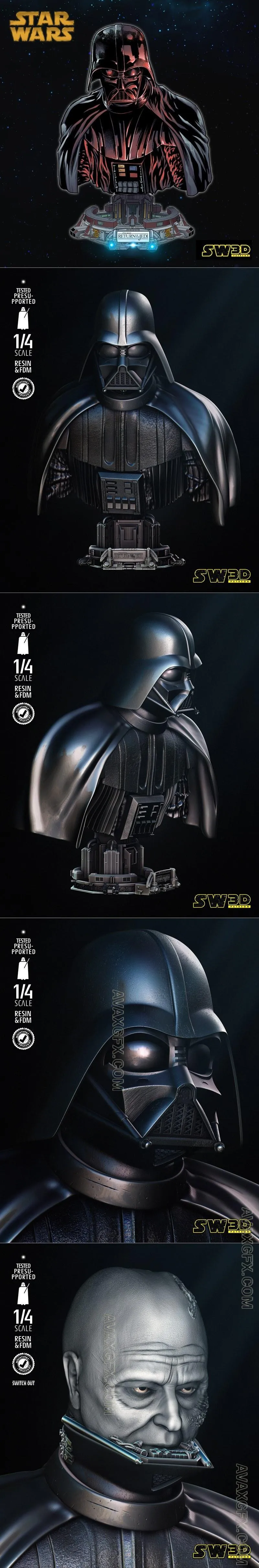 SW3D - Darth Vader Return of Jedi Bust Portrait - STL 3D Model