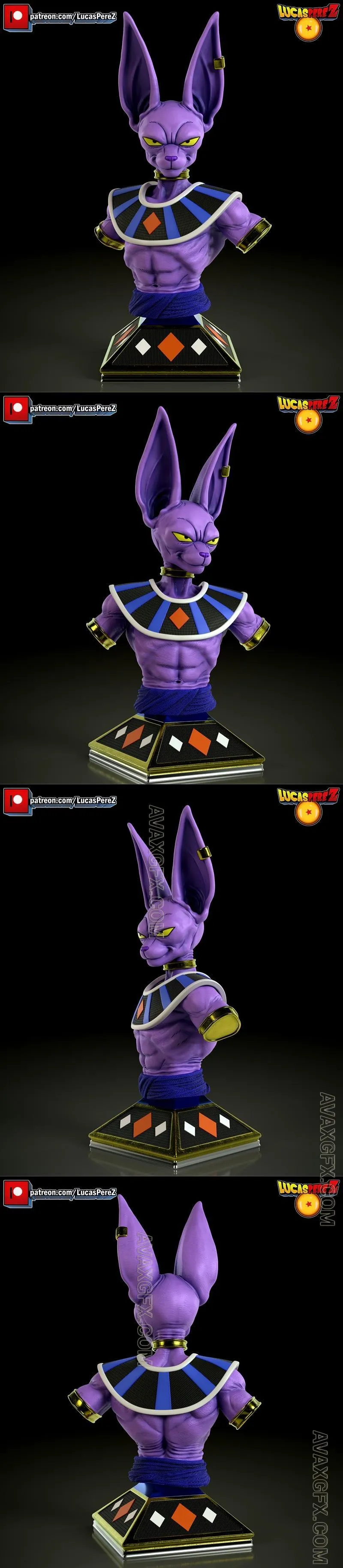 Lucas Perez - Beerus God of Destruccion Bust - STL 3D Model