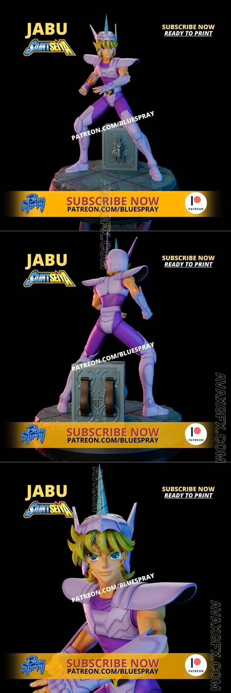Blue Spray - Unicorn Jabu Sculpture (Saint Seiya) - STL 3D Model