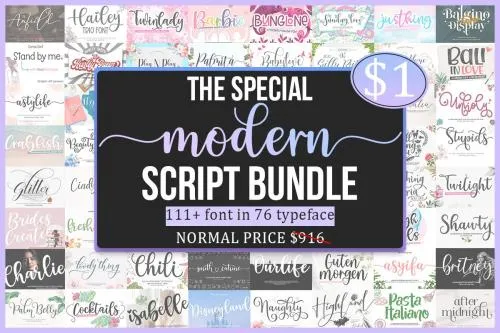 All New Script Sociality Font Bundle - 76 Premium Fonts