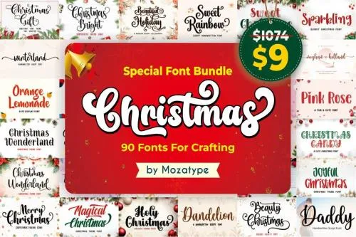 Special Christmas Font Bundle Vol.2 - 90 Premium Fonts