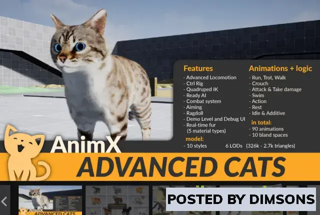 Unreal Engine Characters AnimX: Advanced Cats v5.0+