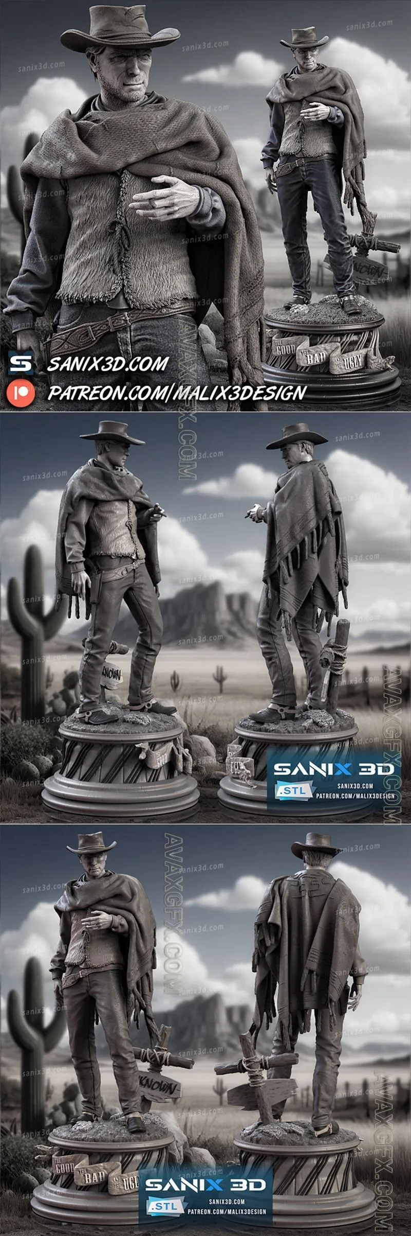 Sanix - Clint Eastwood - The Good, the Bad and the Ugly - STL 3D Model