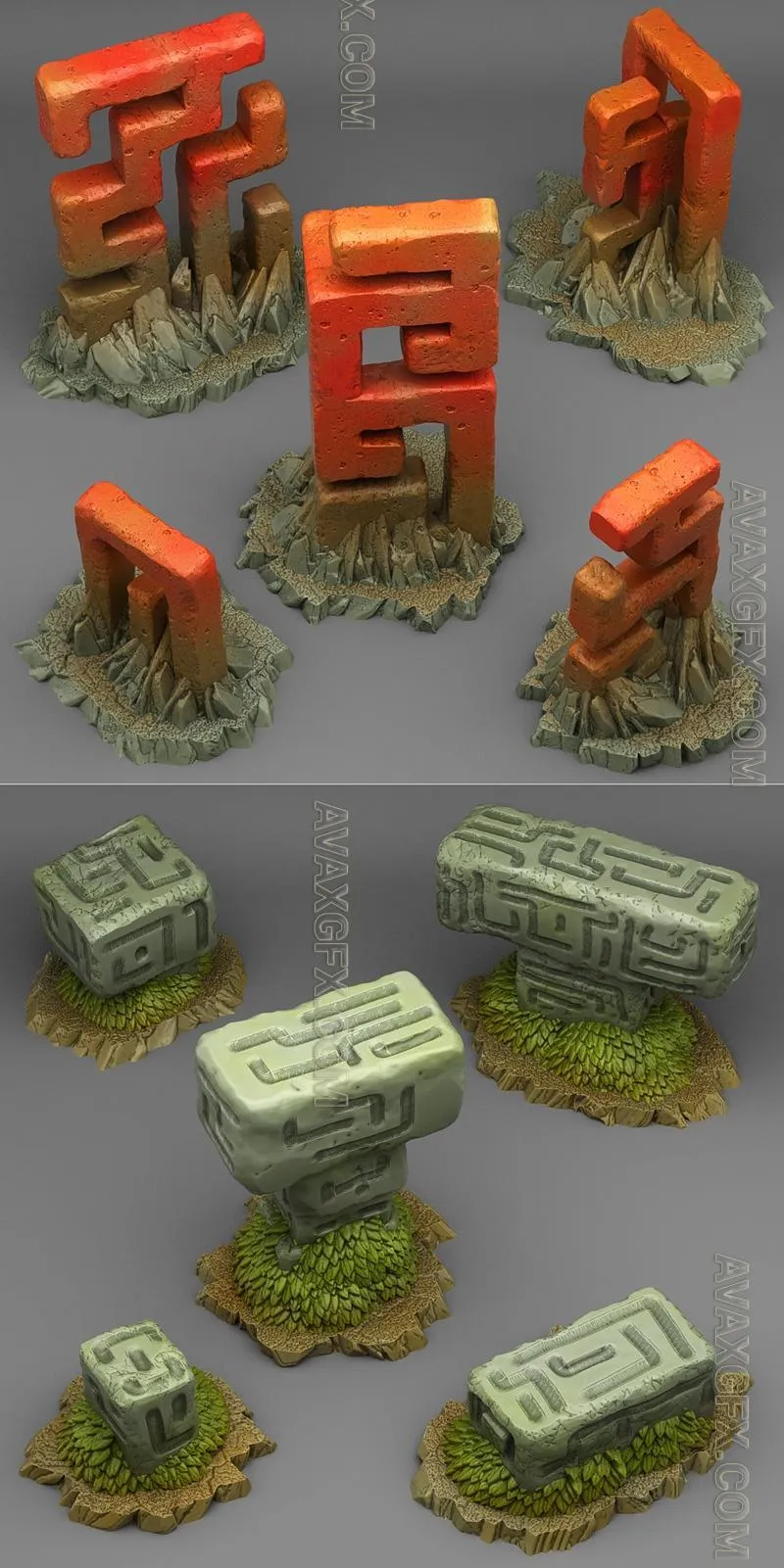 Mysterious Alien Stones Glyphs - Inscription - Rock - Terrain - STL 3D Model
