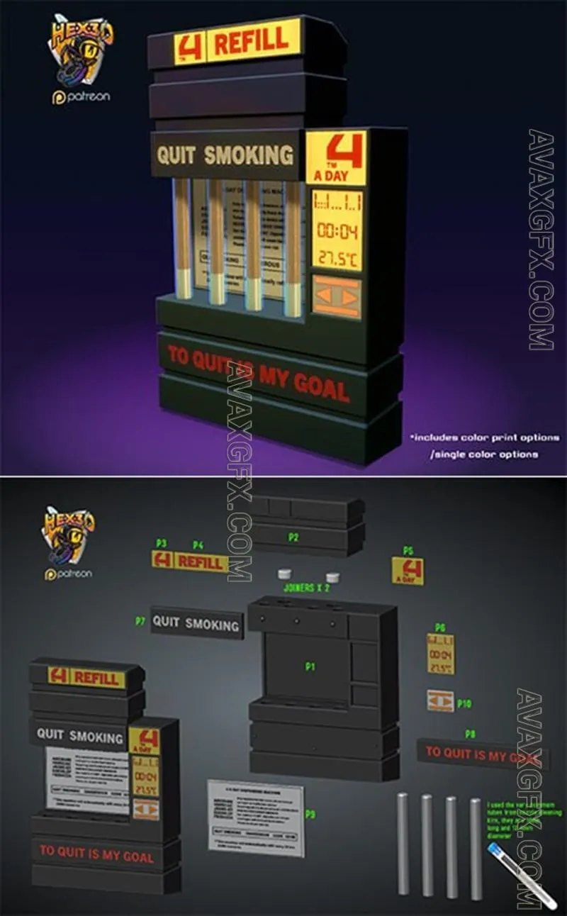 Hex3D - TQIMG Color Version - STL 3D Model