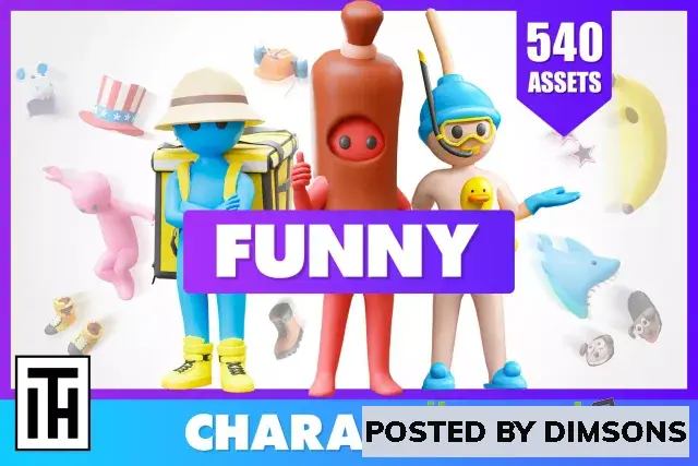 Unity 3D-Models Funny Characters - Low Poly Asset Pack by ithappy v1.1