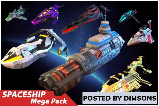 Unity 3D-Models Stylized Spaceships Mega Pack v1.0