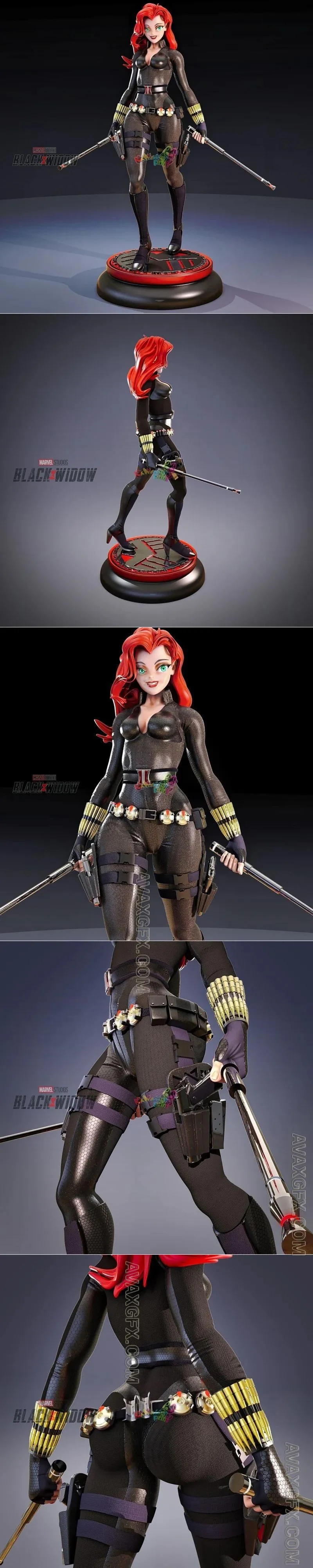 Chibi Black Widow - Natasha Romanoff - STL 3D Model