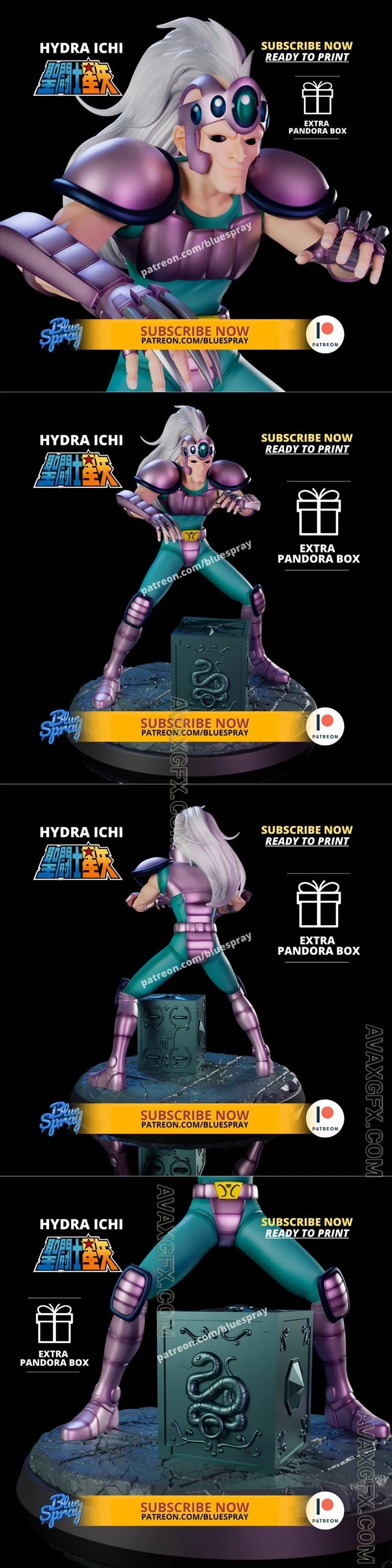 Blue Spray - Hydra Ichi Sculpture (Saint Seiya) - STL 3D Model