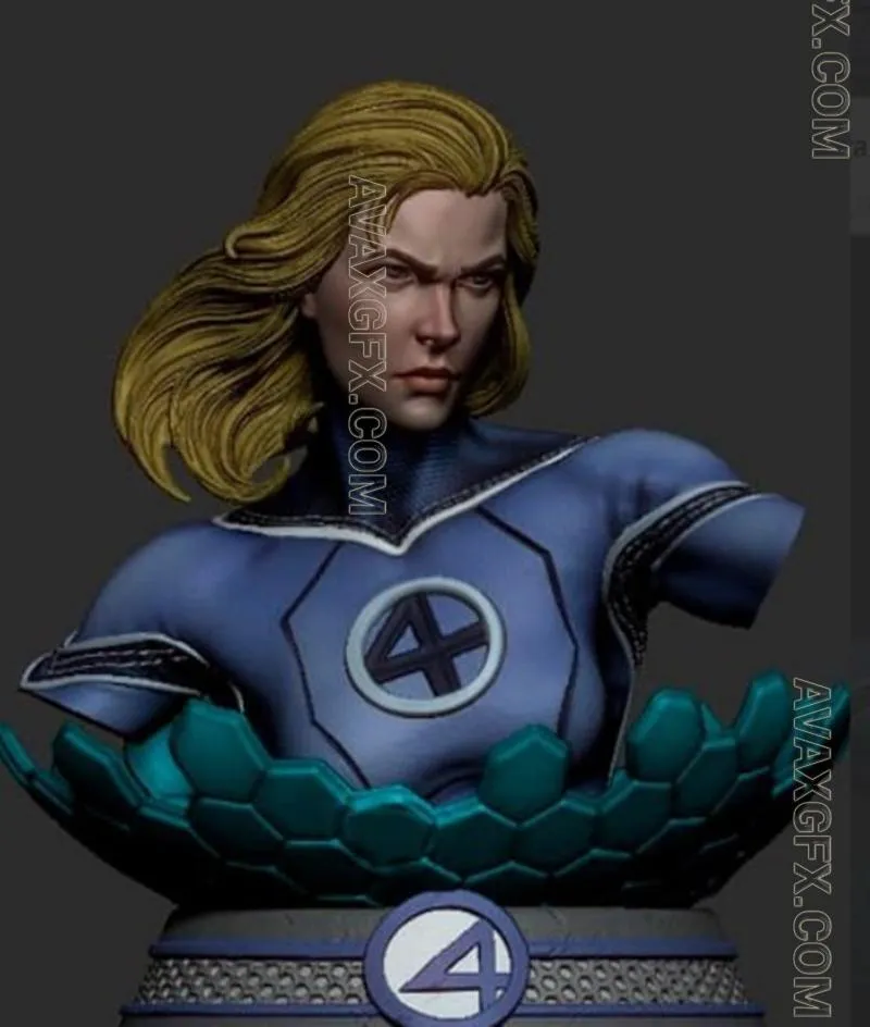 3D Mind - Invisible Woman Bust - STL 3D Model