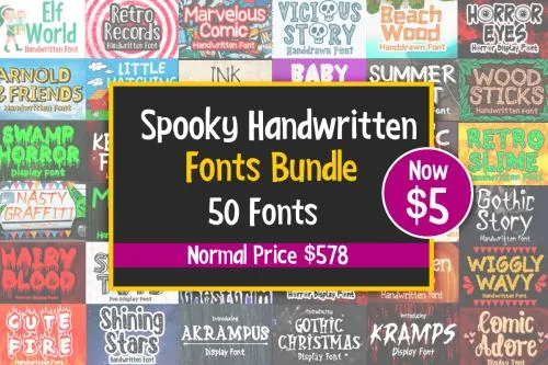 Spooky Handwritten Fonts Bundle - 50 Premium Fonts