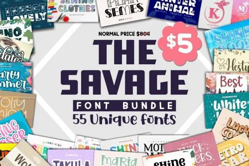 Savage Font Bundle - 55 Premium Fonts