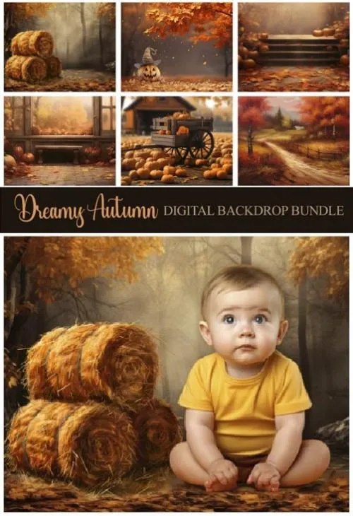 Dreamy Autumn V1 Digital Backdrop Bundle