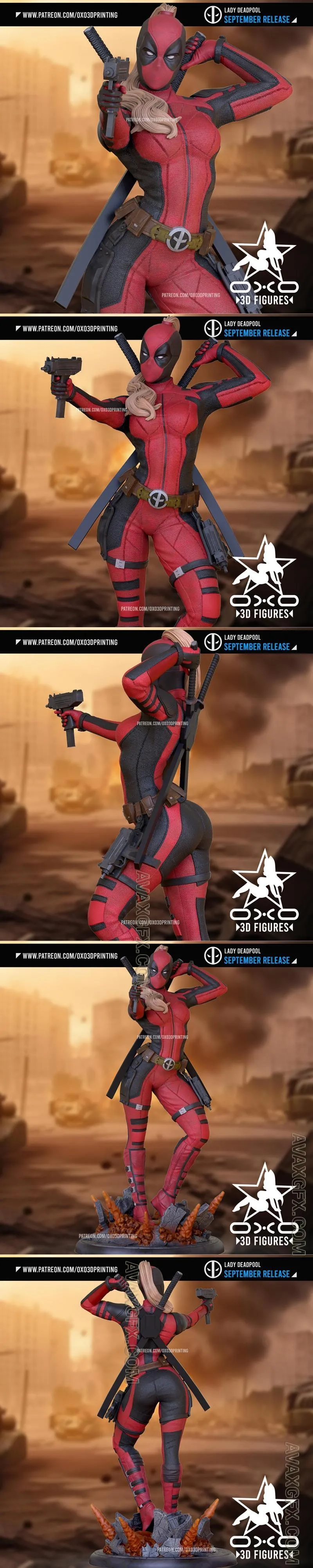 OXO3D Figures - Lady Deadpool - STL 3D Model