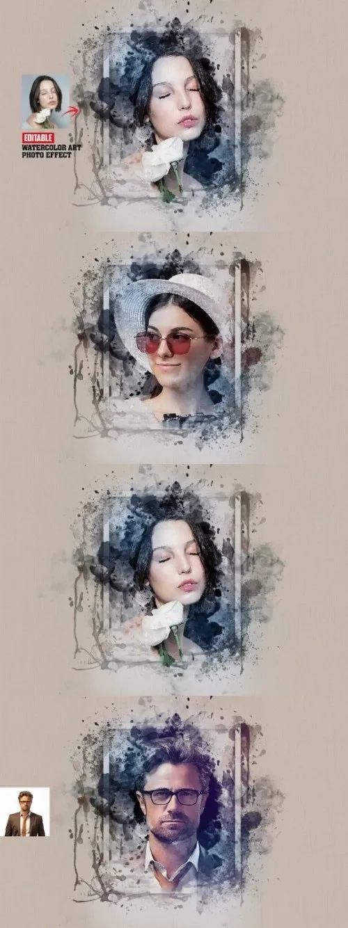 Watercolor Frame Photo Effect - 4689654