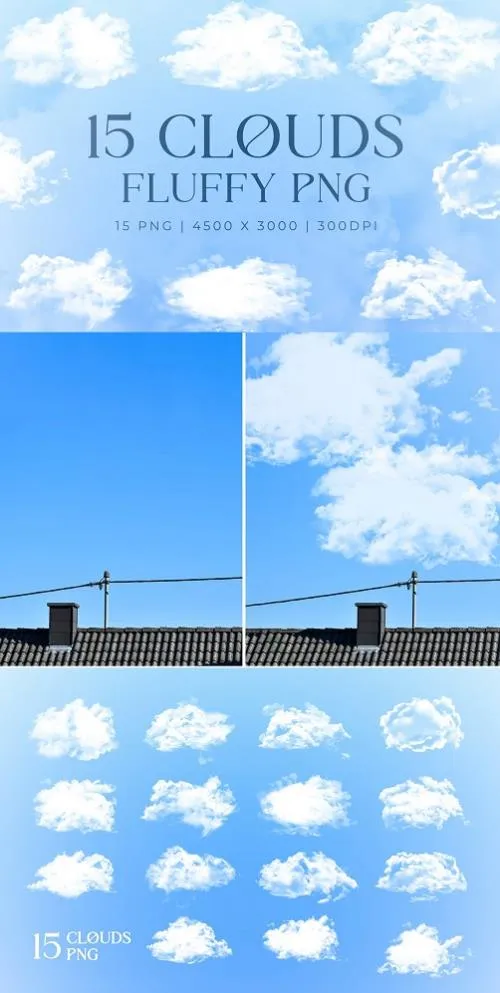 Fluffy Clouds Png Overlays #1 - PXCPU5X