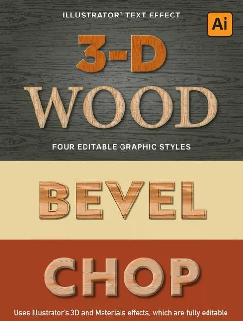 3D Wood Text Styles for Illustrator - WCAAYR5