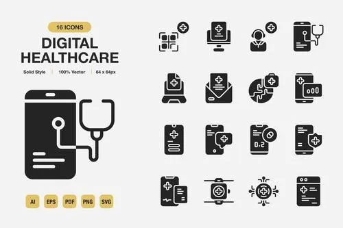 Digital Healthcare Solid Icons 3U7DF52