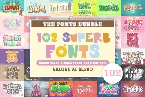 Superb Fonts Bundle - 101 Premium Fonts, 1 Premium Graphics