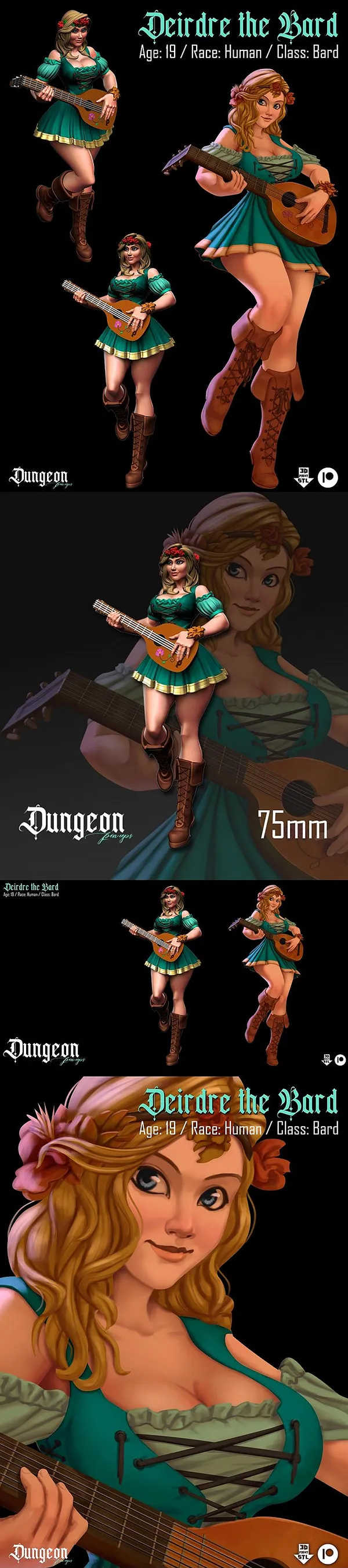 Dungeon Pin-ups Bard – 3D Print