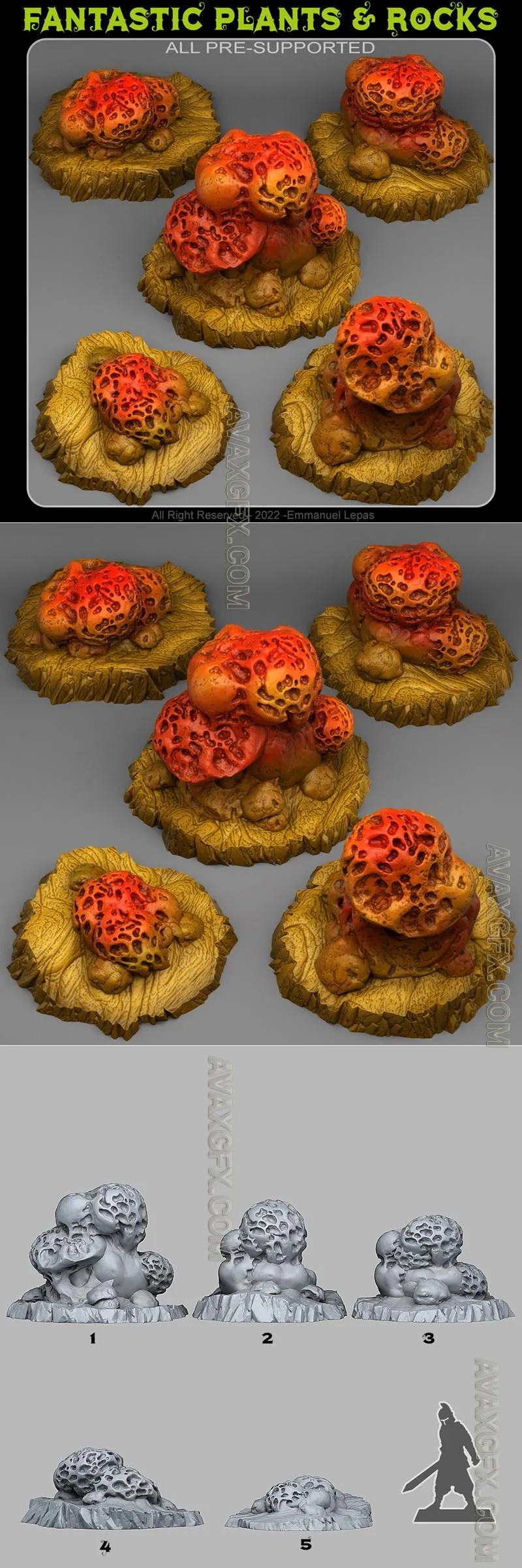 Wormhole Mushrooms - STL 3D Model
