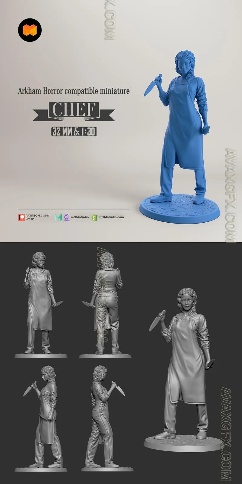Chef - Arkham Horror compatible - STL 3D Model