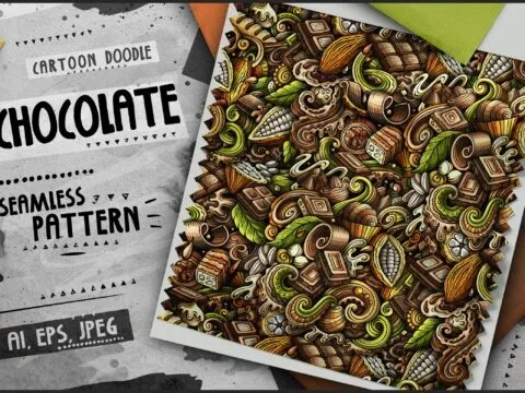 Chocolate Doodle Cartoon Seamless Pattern - F989L6V