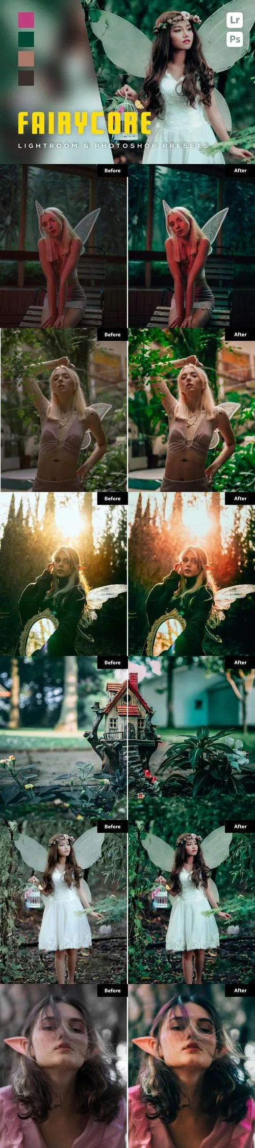 6 Fairycore Lightroom and Photoshop Presets