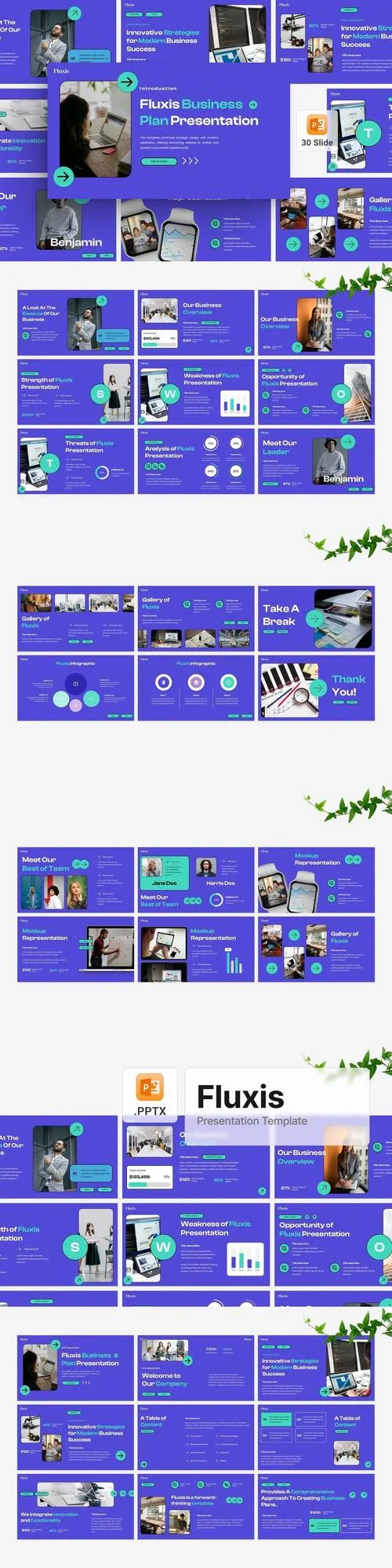 Blue Green Modern Business Plan Presentation ZABE6JK