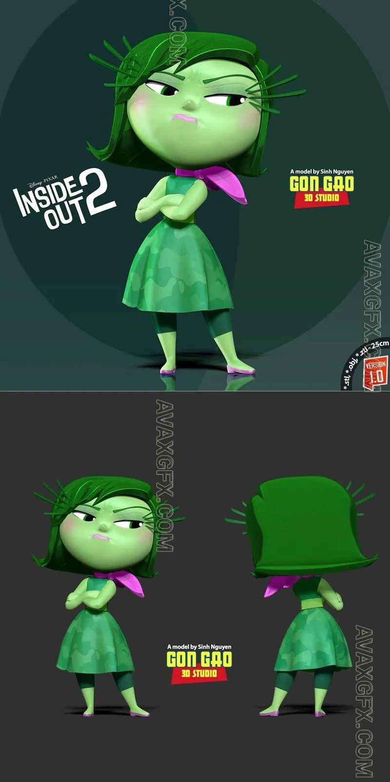Disgust Inside Out 2 Fanart - STL 3D Model