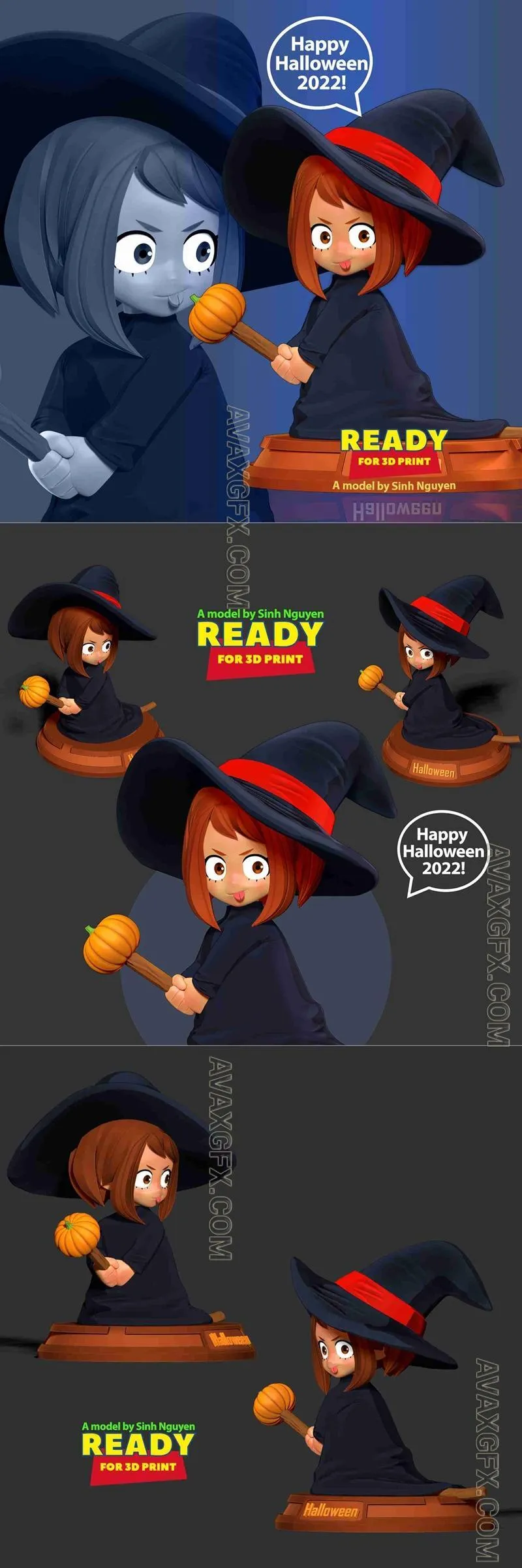 Witch Chibi - STL 3D Model
