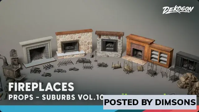 Unreal Engine Props Suburbs VOL.10 - Fireplaces (Nanite and Low Poly) v5.4