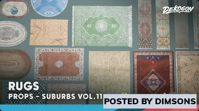 Unreal Engine Props Suburbs VOL.11 - Rugs (Nanite and Low Poly) v5.4
