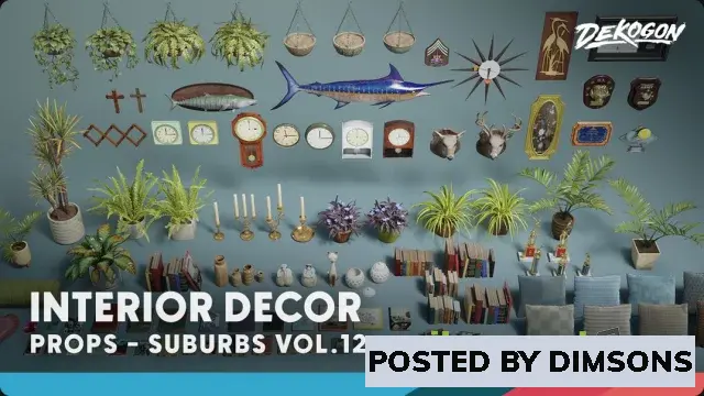 Unreal Engine Props Suburbs VOL.12 - Interior Decor (Nanite and Low Poly) v5.4