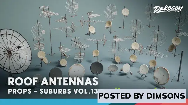 Unreal Engine Props Suburbs VOL.13 - Roof Antennas (Nanite and Low Poly) v5.4