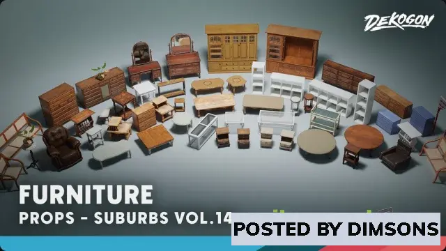Unreal Engine Props Suburbs VOL.14 - Furniture (Nanite and Low Poly) v5.4